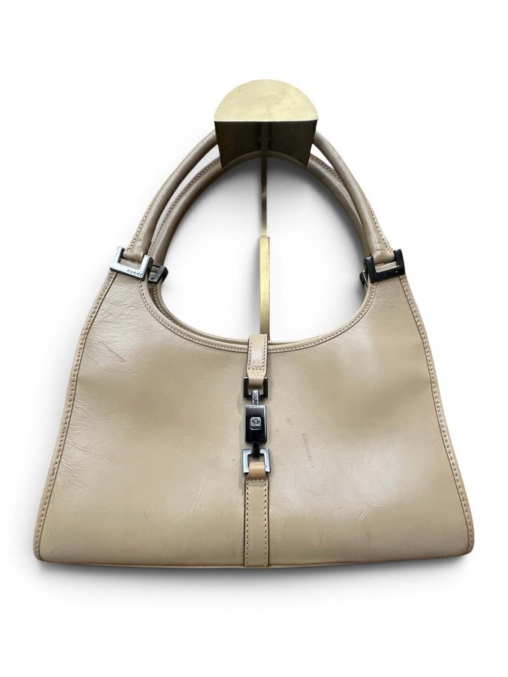 Vintage Gucci Jackie Cream Leather Double Handle Bag